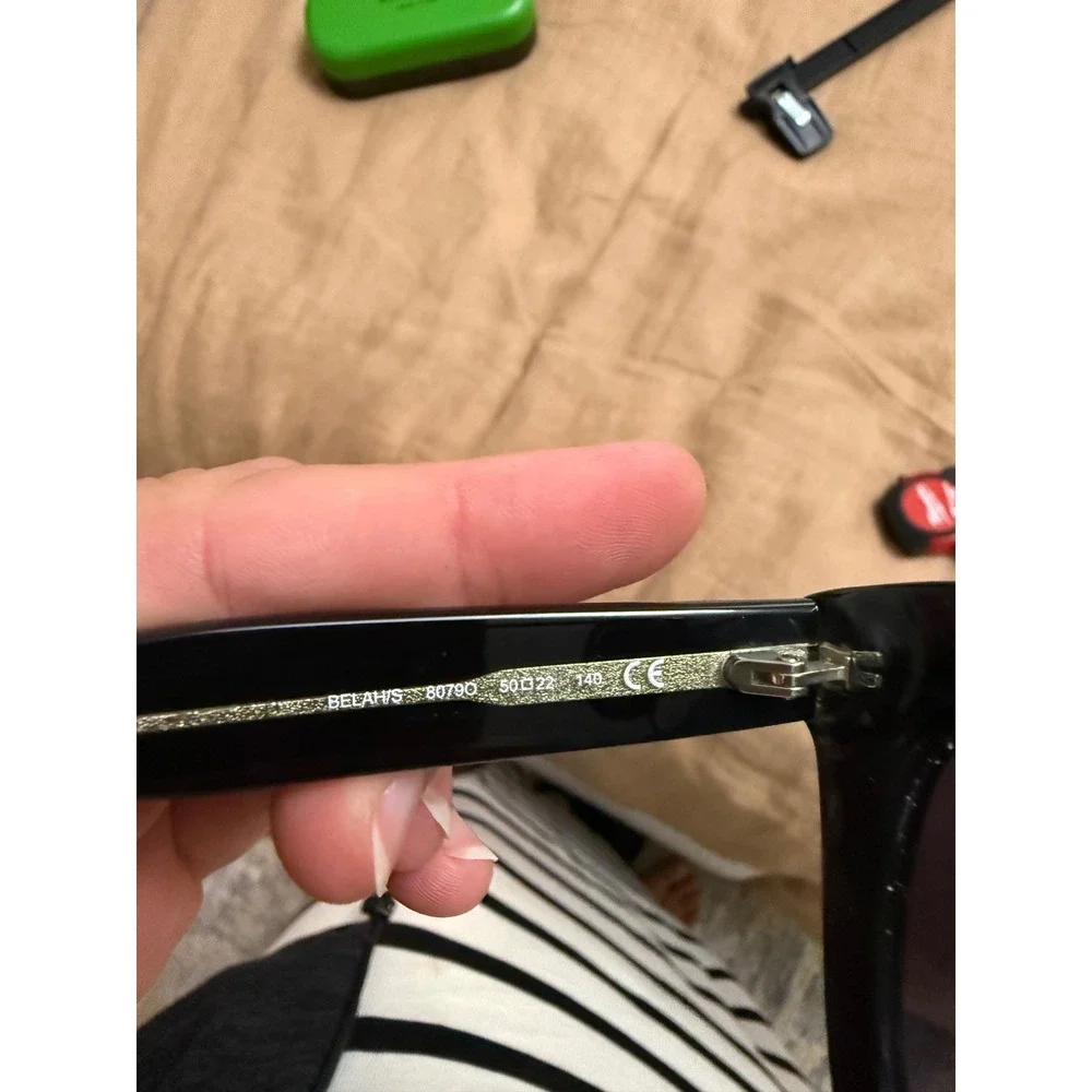 Kate Spade Belah/S Black Cat Eye Sunglasses Gold Glitter Detail